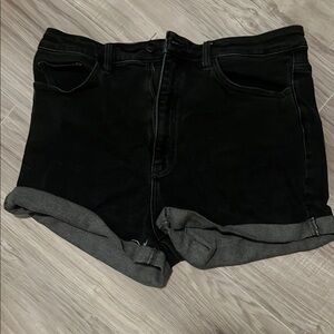 KanCan Black Jean Shorts High-Waisted Cuffed